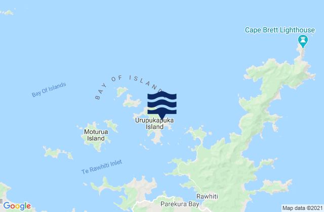 Mappa delle Getijden in Urupukapuka, New Zealand