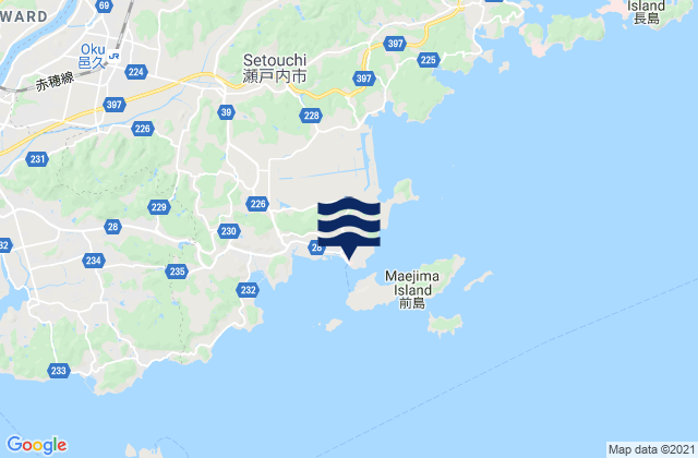 Mappa delle Getijden in Usimado, Japan