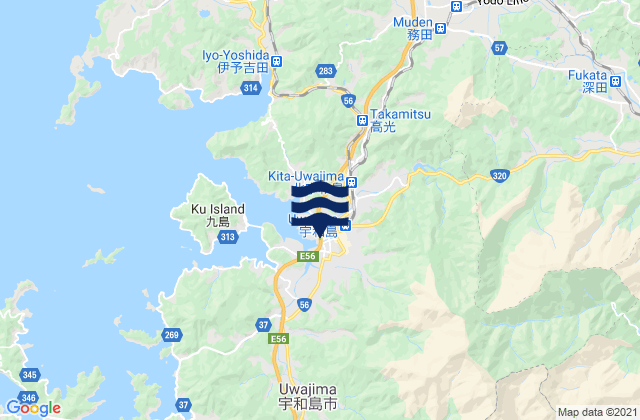 Mappa delle Getijden in Uwajima-shi, Japan