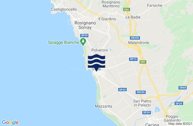 Mappa delle Getijden in Vada, Italy