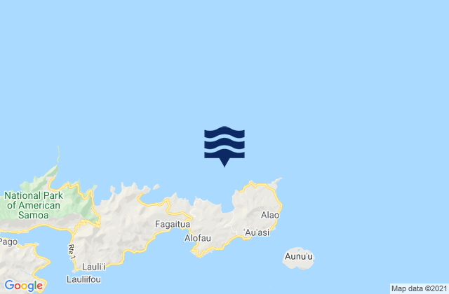 Mappa delle Getijden in Vaifanua County, American Samoa