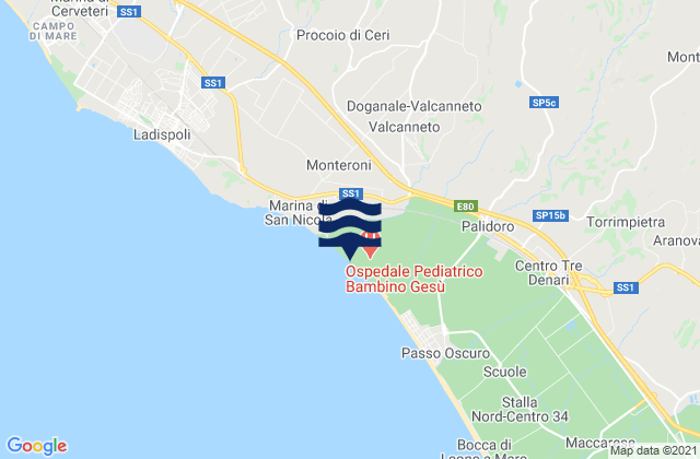 Mappa delle Getijden in Valcanneto, Italy