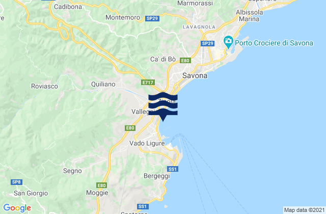 Mappa delle Getijden in Valleggia, Italy