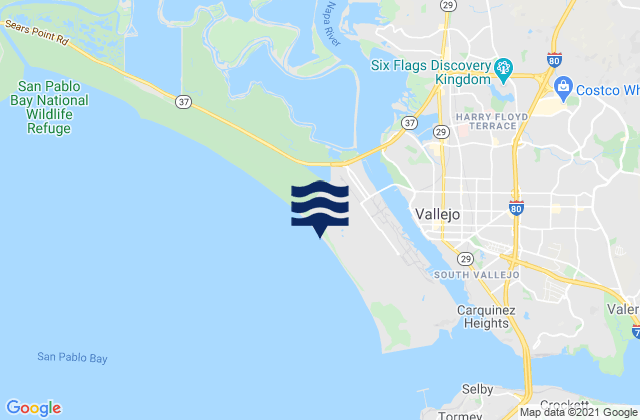 Mappa delle Getijden in Vallejo (Mare Island Strait), United States