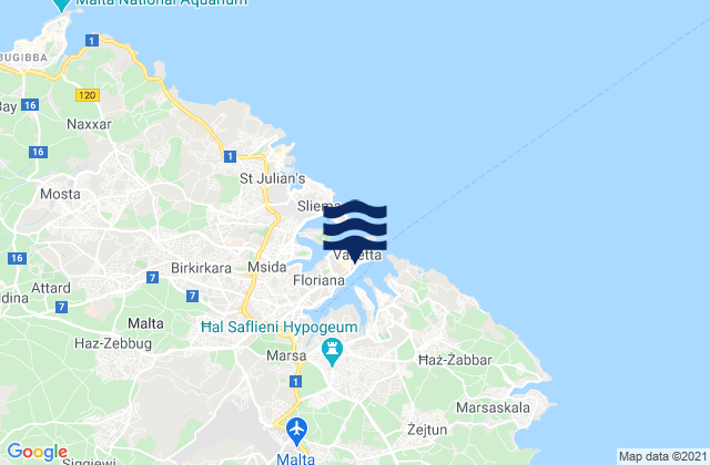 Mappa delle Getijden in Valletta, Malta