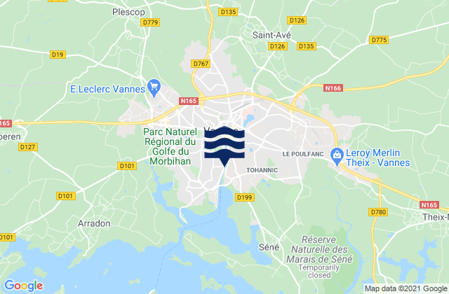Mappa delle Getijden in Vannes Morbihan, France