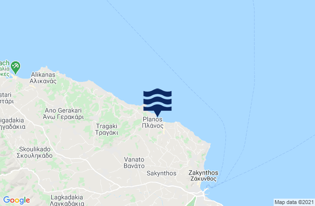 Mappa delle Getijden in Vanáton, Greece