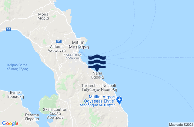 Mappa delle Getijden in Vareiá, Greece
