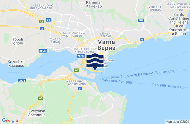 Mappa delle Getijden in Varna, Bulgaria