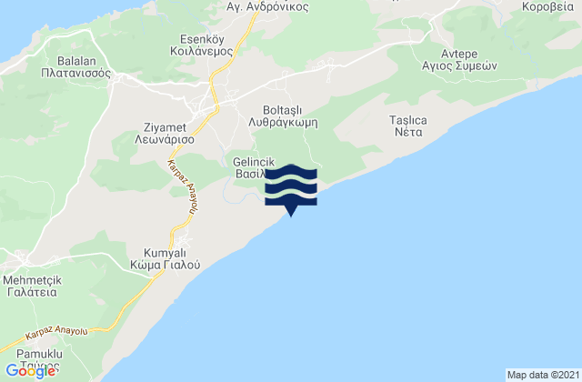 Mappa delle Getijden in Vasíli, Cyprus