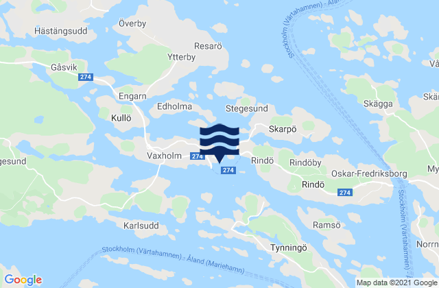 Mappa delle Getijden in Vaxholm, Sweden