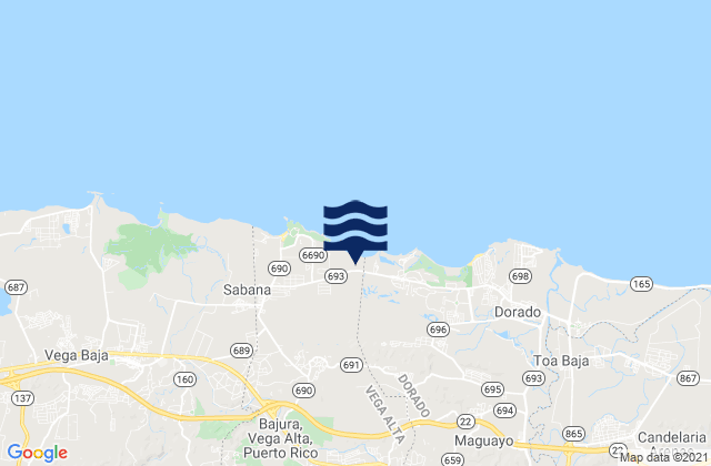 Mappa delle Getijden in Vega Alta, Puerto Rico