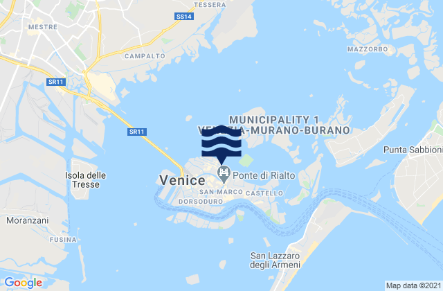 Mappa delle Getijden in Venezia, Italy