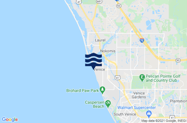Mappa delle Getijden in Venice Beach, United States