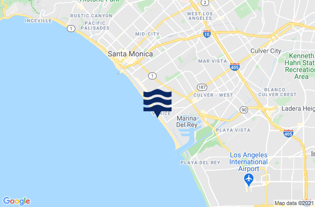 Mappa delle Getijden in Venice City Beach, United States