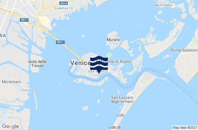 Mappa delle Getijden in Venice, Italy