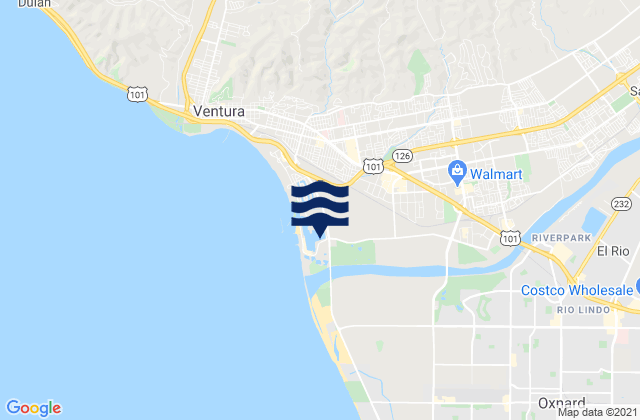 Mappa delle Getijden in Ventura Overhead, United States
