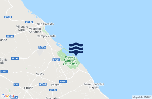 Mappa delle Getijden in Vernole, Italy