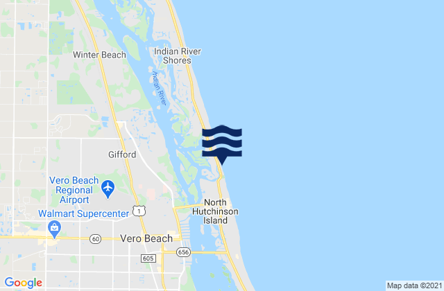 Mappa delle Getijden in Vero Beach (ocean), United States