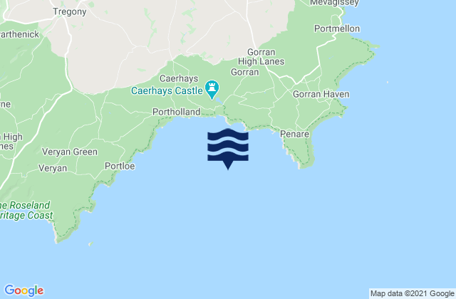 Mappa delle Getijden in Veryan Bay, United Kingdom