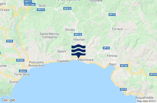 Mappa delle Getijden in Vibonati, Italy
