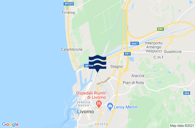 Mappa delle Getijden in Vicarello, Italy