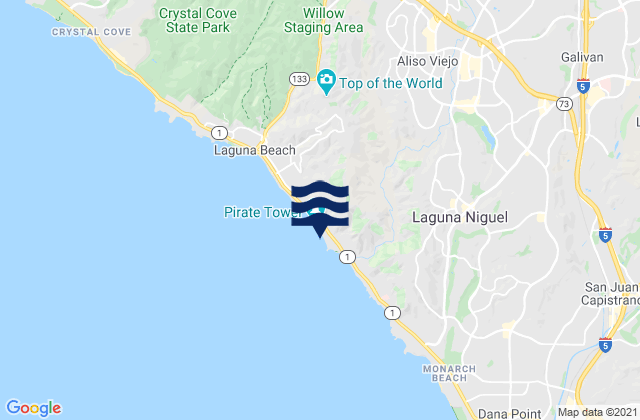 Mappa delle Getijden in Victoria Beach, United States