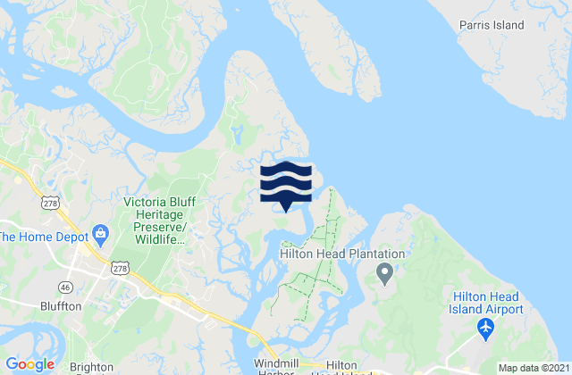 Mappa delle Getijden in Victoria Bluff, United States