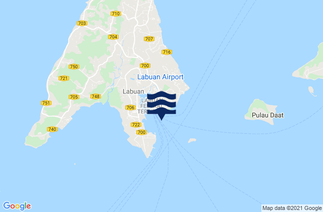 Mappa delle Getijden in Victoria Harbor (Labuan Island), Malaysia