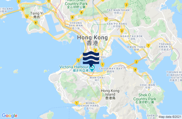 Mappa delle Getijden in Victoria Harbour, Hong Kong