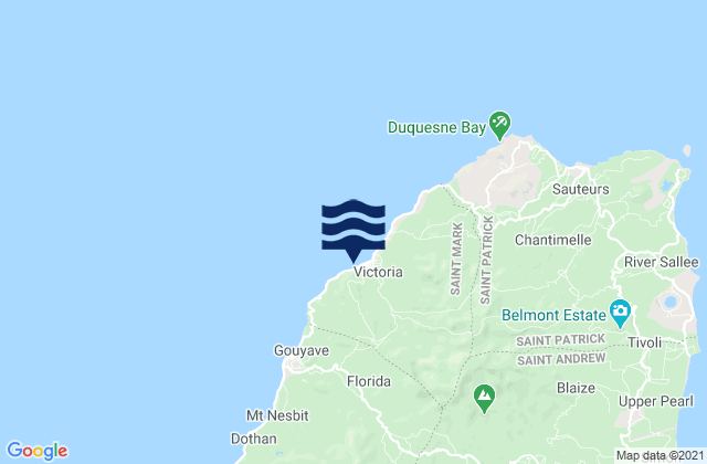 Mappa delle Getijden in Victoria, Grenada