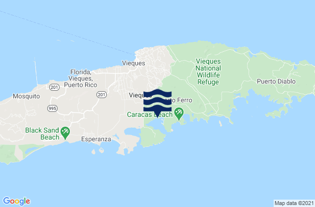 Mappa delle Getijden in Vieques Municipality, Puerto Rico
