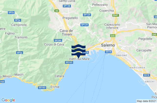 Mappa delle Getijden in Vietri sul Mare, Italy