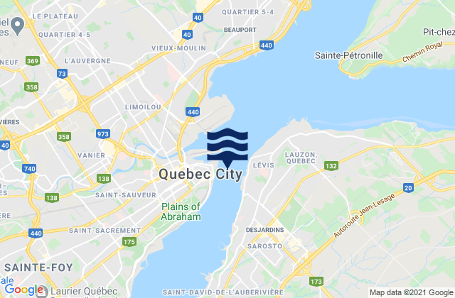 Mappa delle Getijden in Vieux-Quebec, Canada