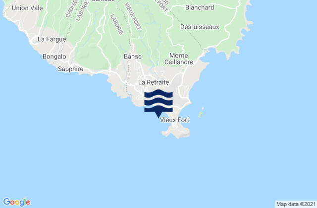 Mappa delle Getijden in Vieux Fort Bay (Saint Lucia), Martinique