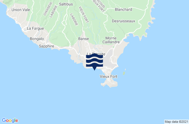 Mappa delle Getijden in Vieux Fort Bay St Lucia, Martinique