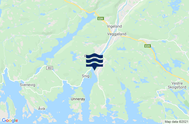 Mappa delle Getijden in Vigeland, Norway