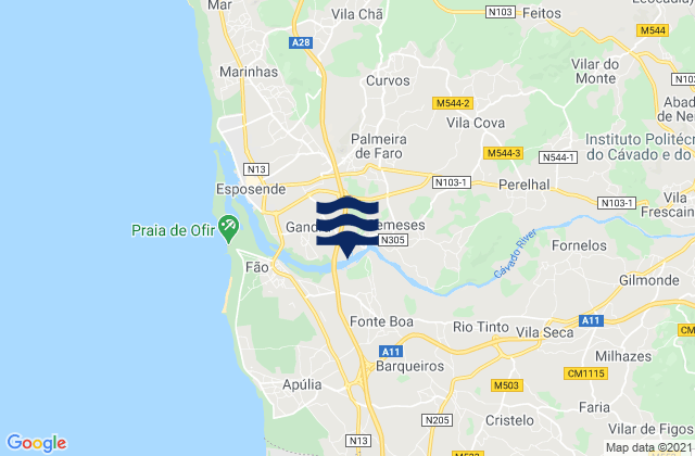 Mappa delle Getijden in Vila Frescainha, Portugal