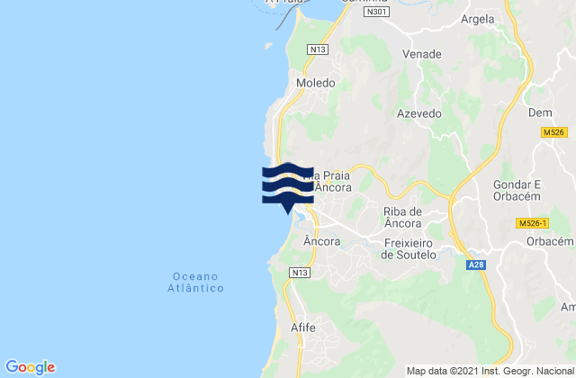 Mappa delle Getijden in Vila Praia de Âncora, Portugal