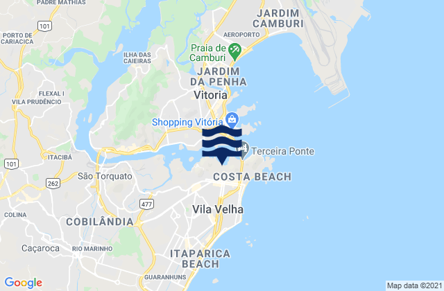 Mappa delle Getijden in Vila Velha, Brazil