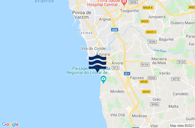 Mappa delle Getijden in Vila do Conde, Portugal