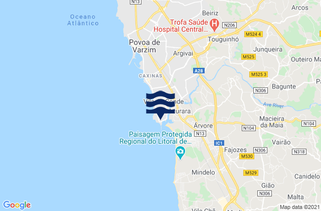 Mappa delle Getijden in Vila do Conde, Portugal