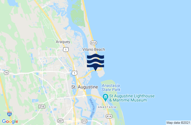 Mappa delle Getijden in Vilano Beach Bridge, United States