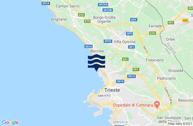 Mappa delle Getijden in Villa Opicina, Italy