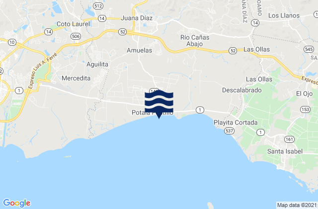 Mappa delle Getijden in Villalba, Puerto Rico
