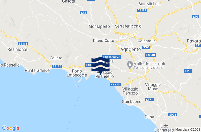 Mappa delle Getijden in Villaseta, Italy
