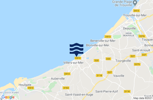 Mappa delle Getijden in Villers-sur-Mer, France