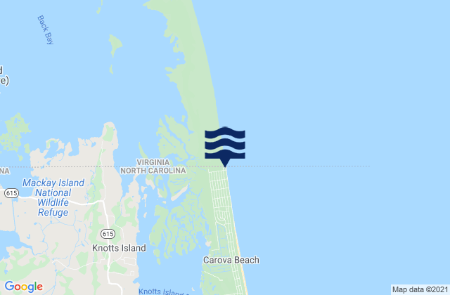 Mappa delle Getijden in Virginia Beach south end, United States