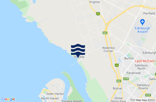 Mappa delle Getijden in Virginia, Australia