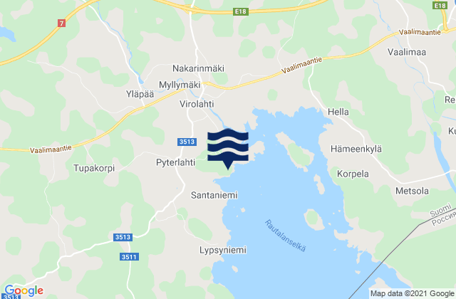 Mappa delle Getijden in Virojoki, Finland